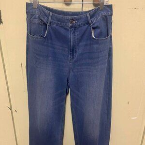 Halara elastic waist wide leg cuffed jeans size large